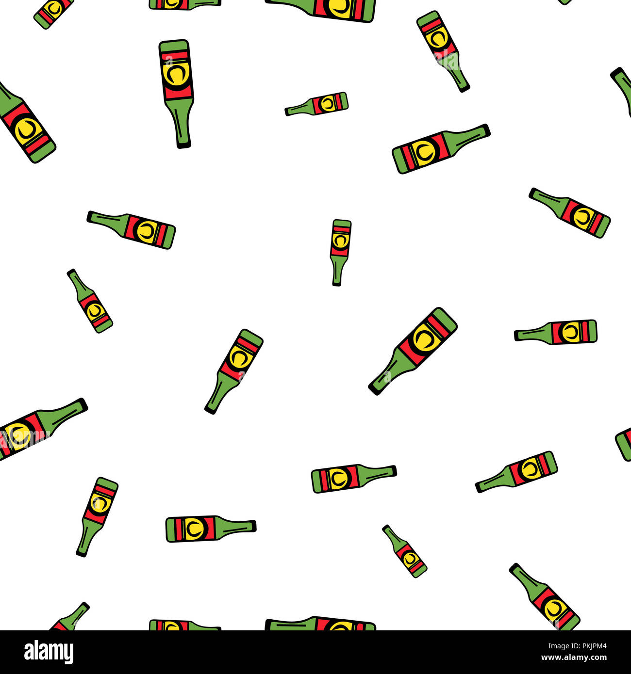 Bottle beer pattern seamless. illustration. Isolated white background ...