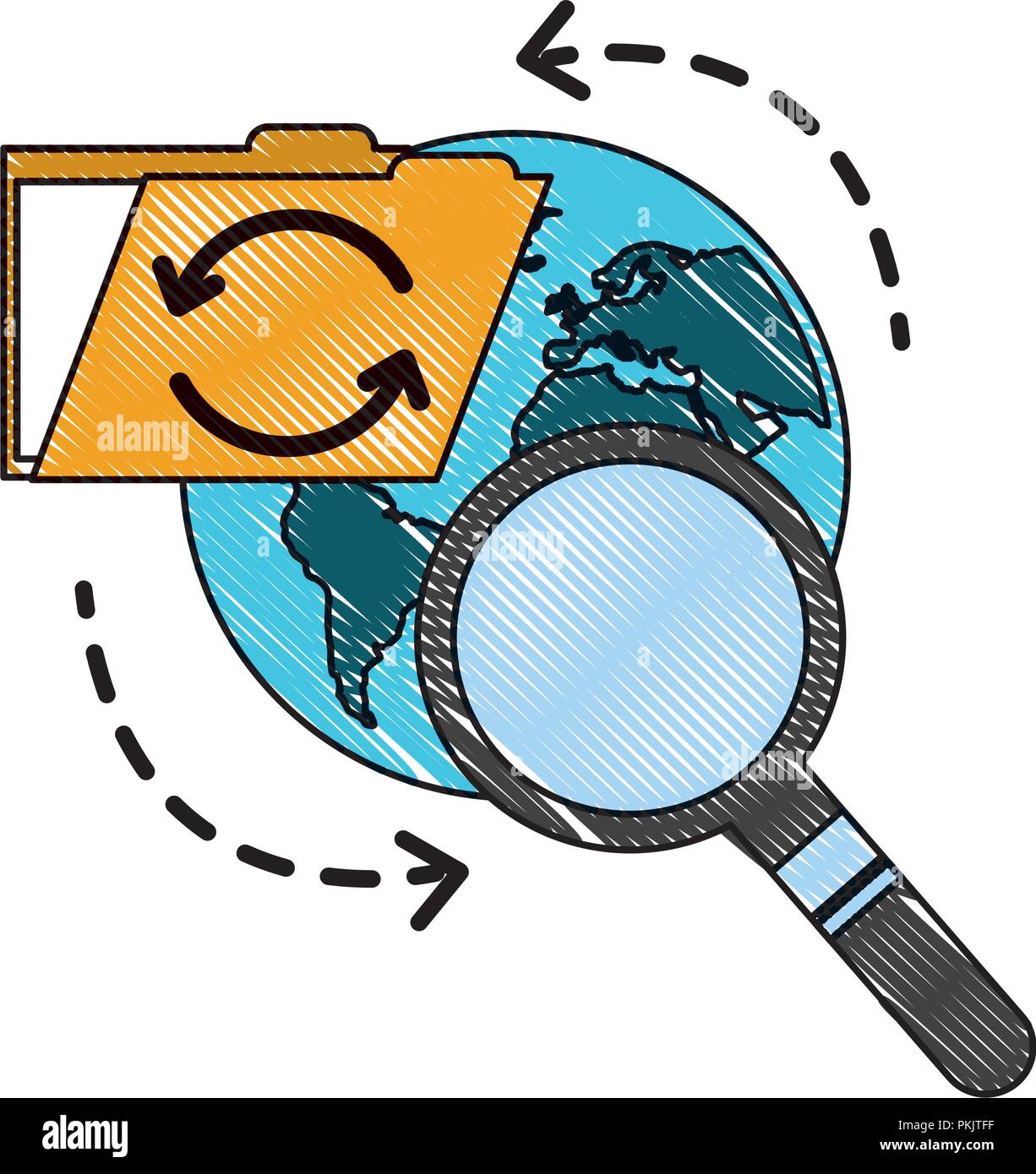 World Reload Folder File Data Searching Vector Illustration Stock