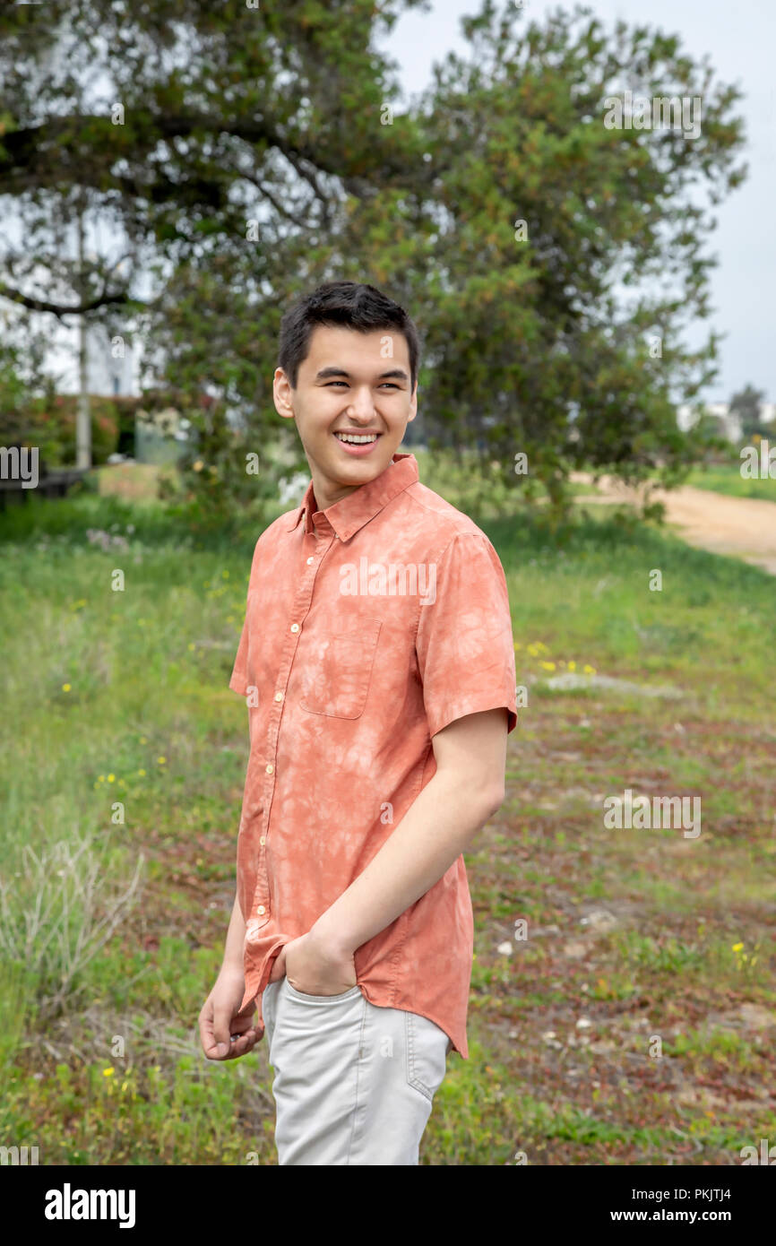 Laughing young man in Carlsbad, California Stock Photo
