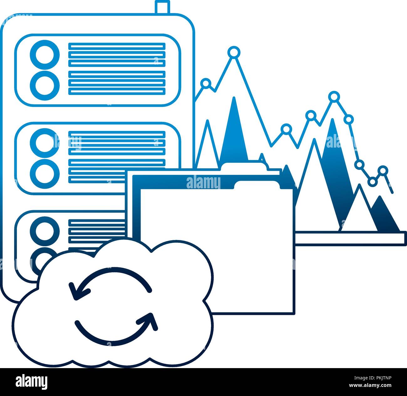 cloud computing folder database center statistics vector illustration ...