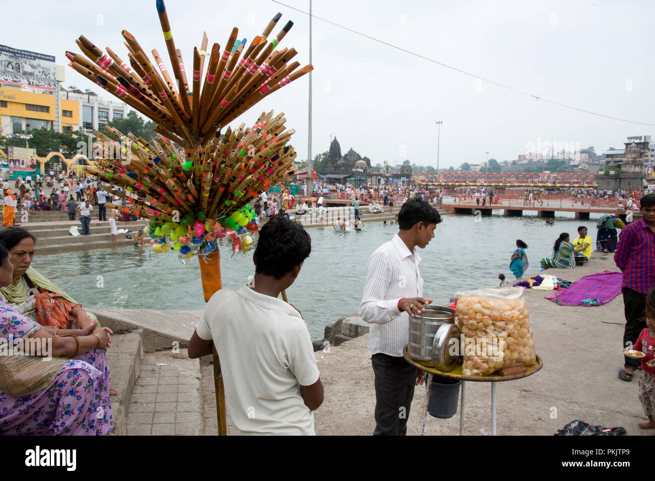 kumbha mela two vendor selling Flute and pani puri at Panchavati ram