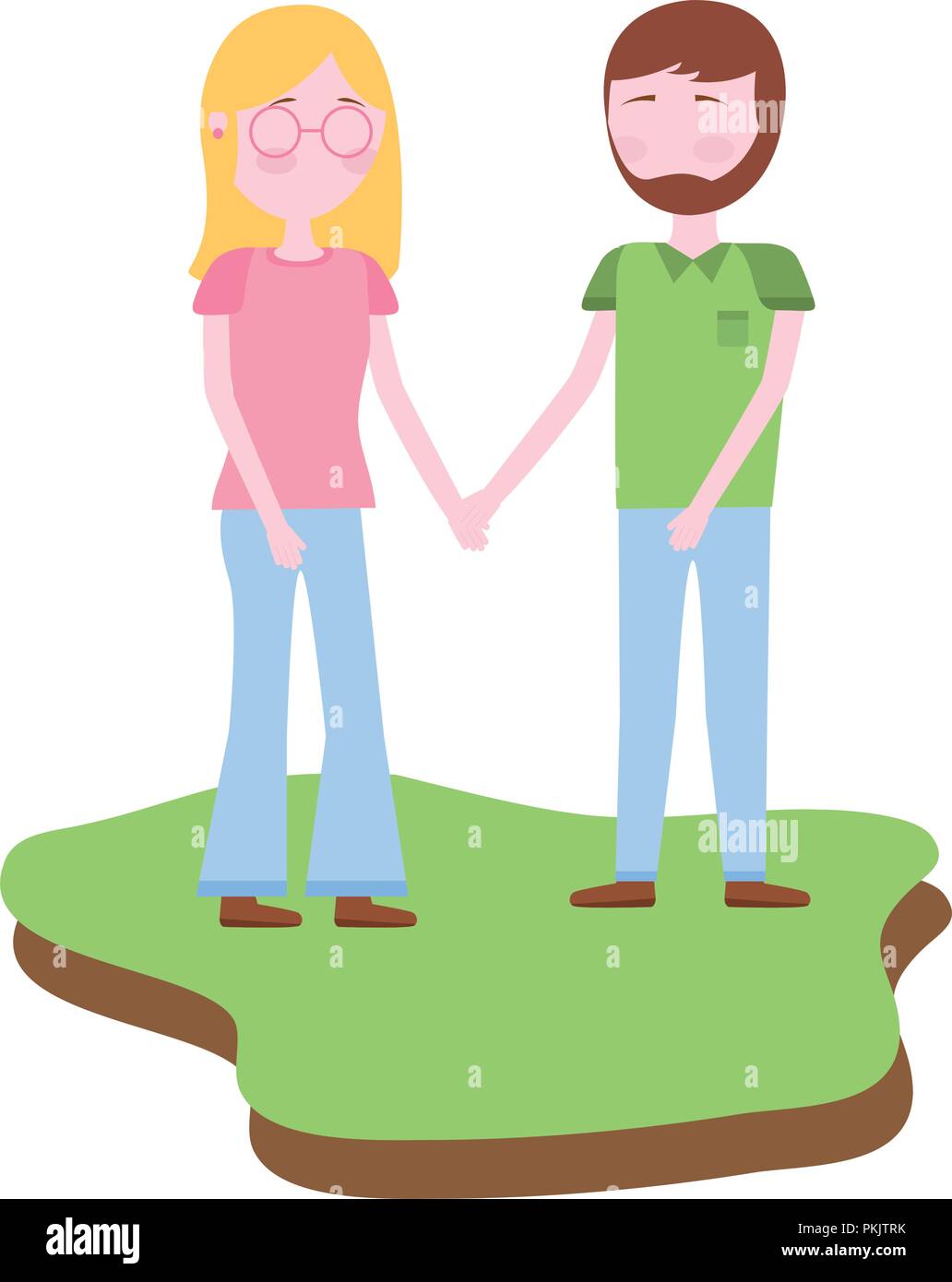 romantic couple holding hands together vector illustration Stock Vector ...