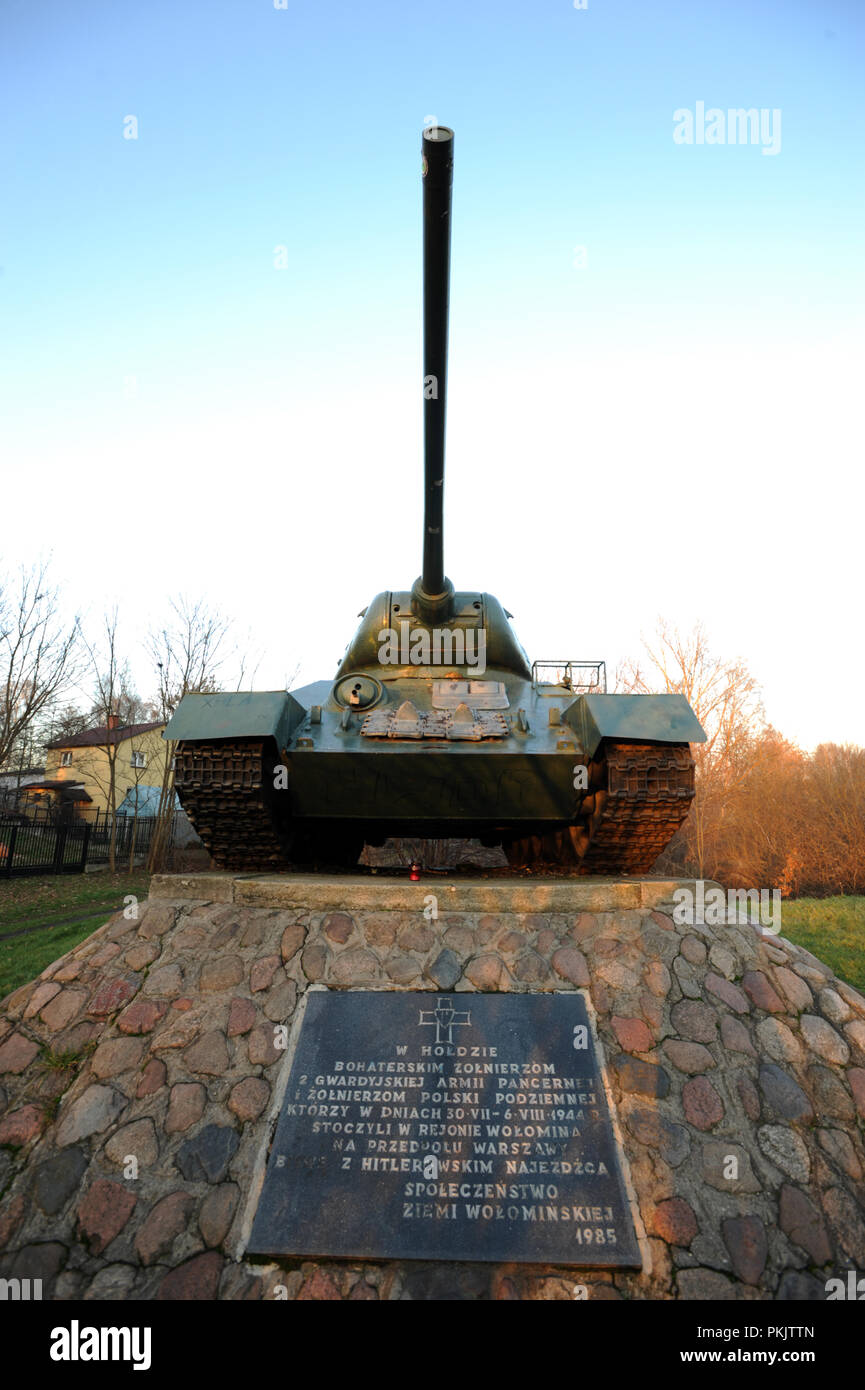 T34 tank on a plinth in Wolomin, Poland Stock Photo - Alamy