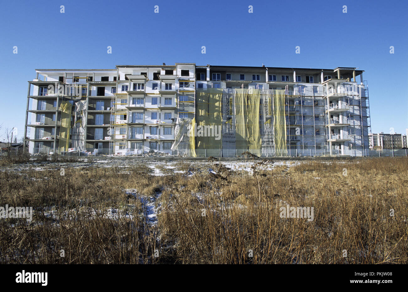 Residential apartments under construction in Wolomin near Warsaw Poland 2007 Stock Photo