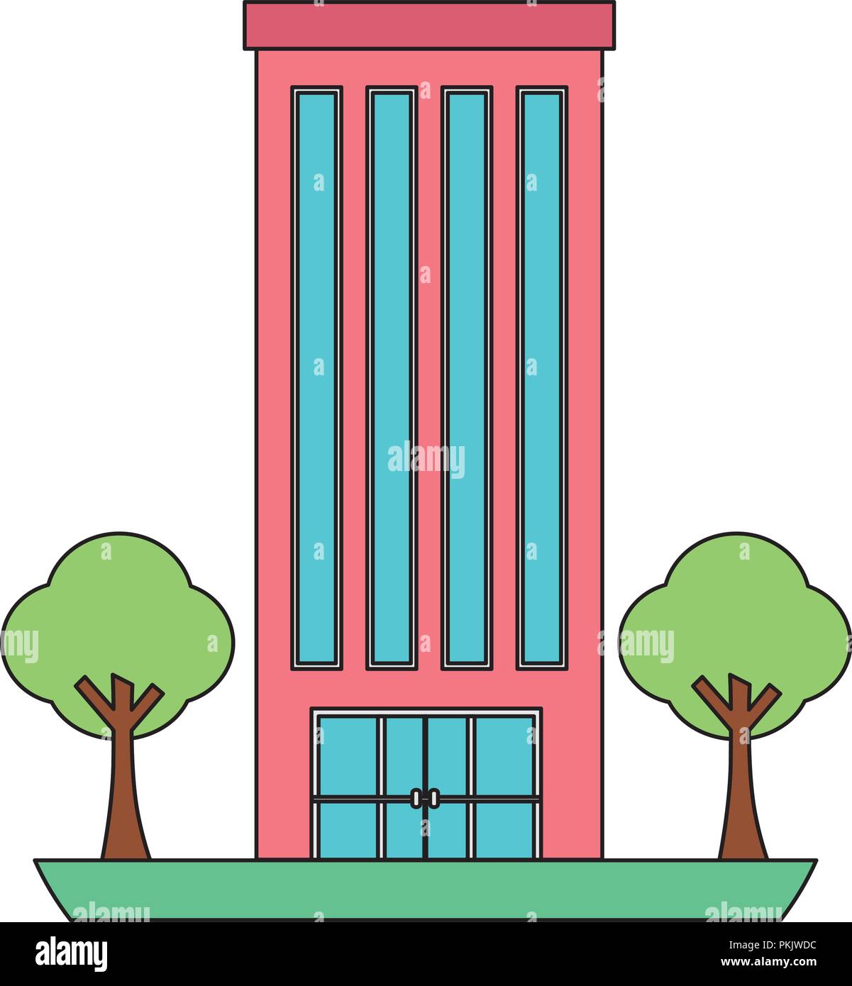 building structure with trees plants isolated icon vector illustration ...