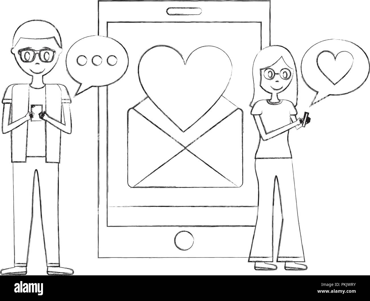 Couple With Smartphone Mobile Love Chat Message Romantic Vector Illustration Hand Drawing Stock Vector Image Art Alamy Couple With Smartphone Mobile Love Chat Message Romantic Vector Illustration Hand Drawing Stock Vector Image Art Alamy