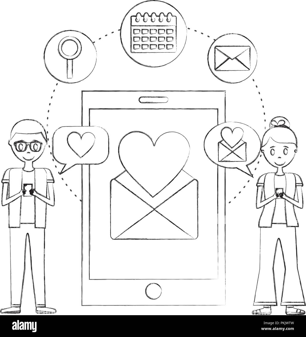 Couple With Smartphone Mobile Love Chat Message Romantic Vector Illustration Hand Drawing Stock Vector Image Art Alamy Couple With Smartphone Mobile Love Chat Message Romantic Vector Illustration Hand Drawing Stock Vector Image Art Alamy