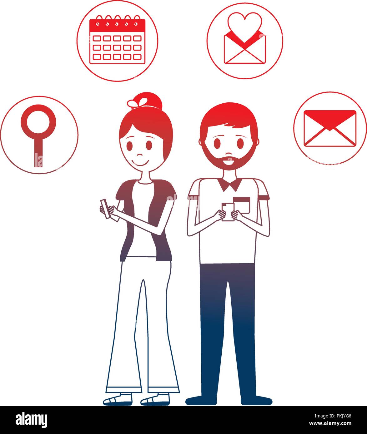 young couple with set icons avatar character Stock Vector Image & Art ...