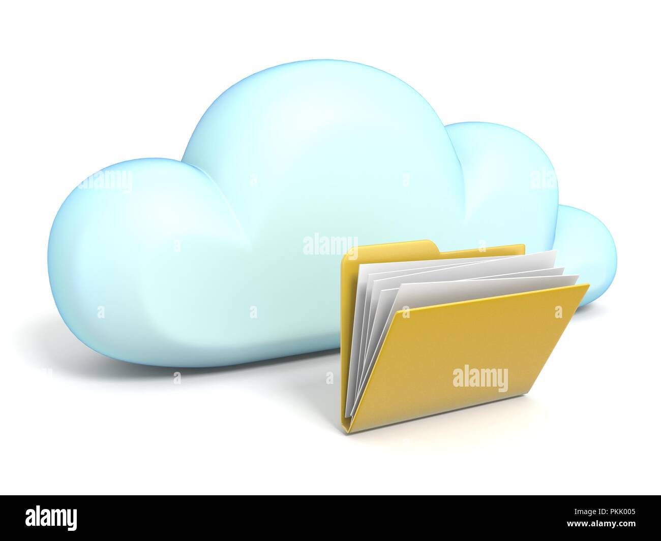 Cloud icon with opened folder 3D rendering isolated on white background ...