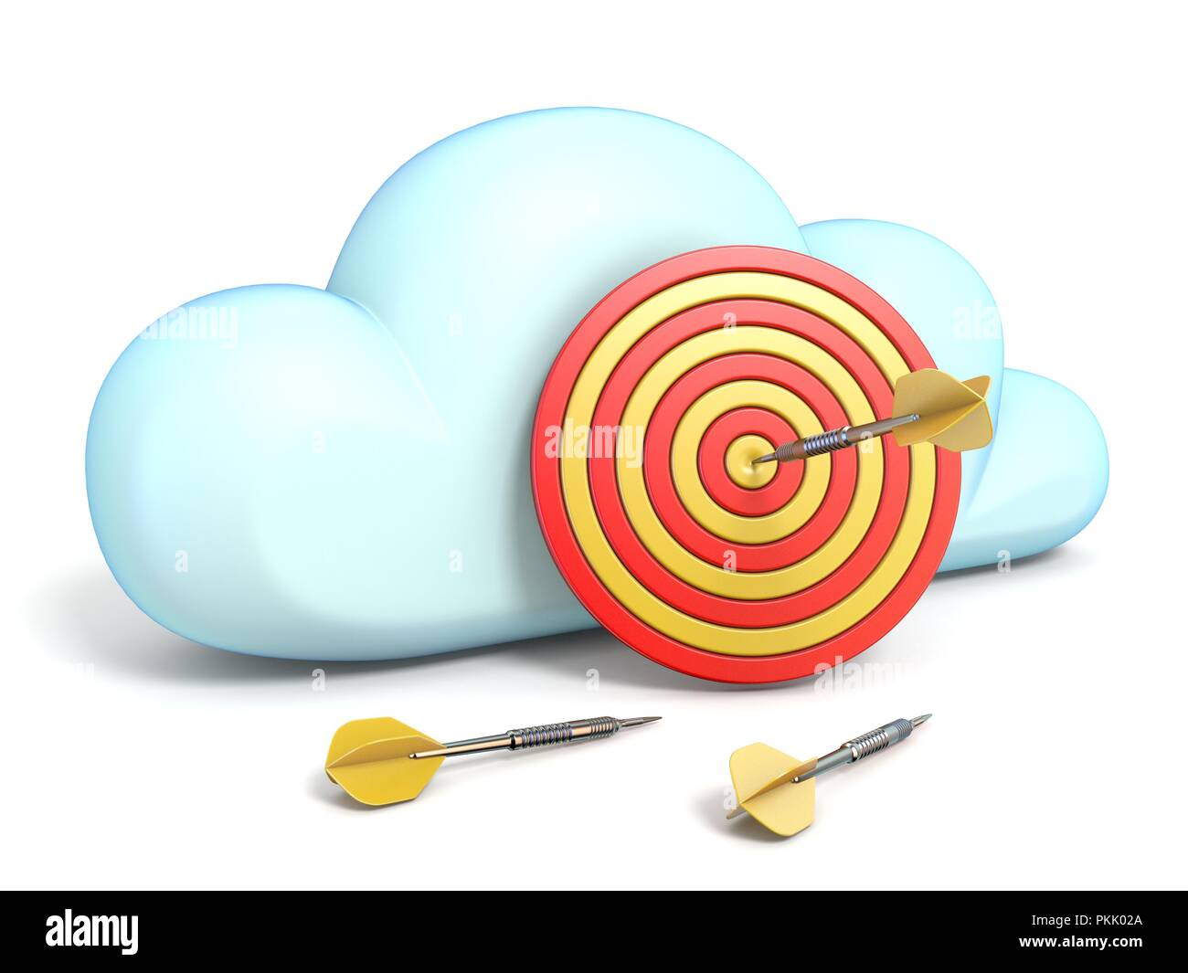 Cloud icon with dartboard target 3D rendering isolated on white ...