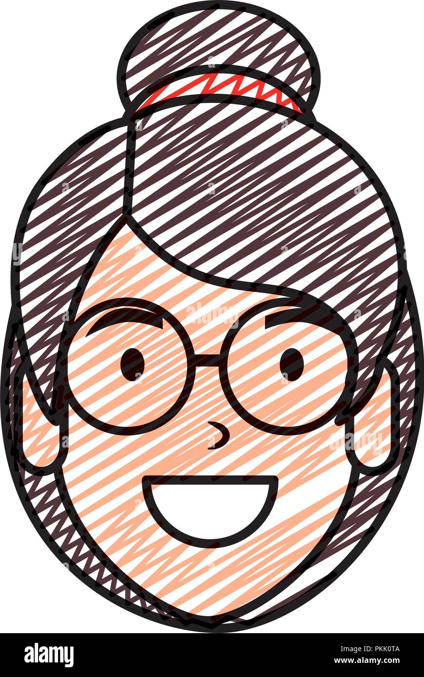 beautiful woman with glasses head character Stock Vector