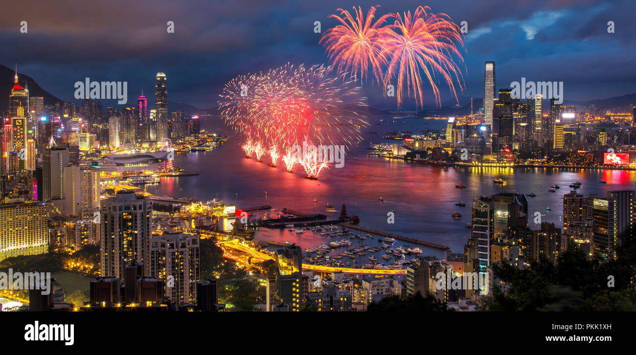 Hong Kong's Victoria harbour and city construction Stock Photo