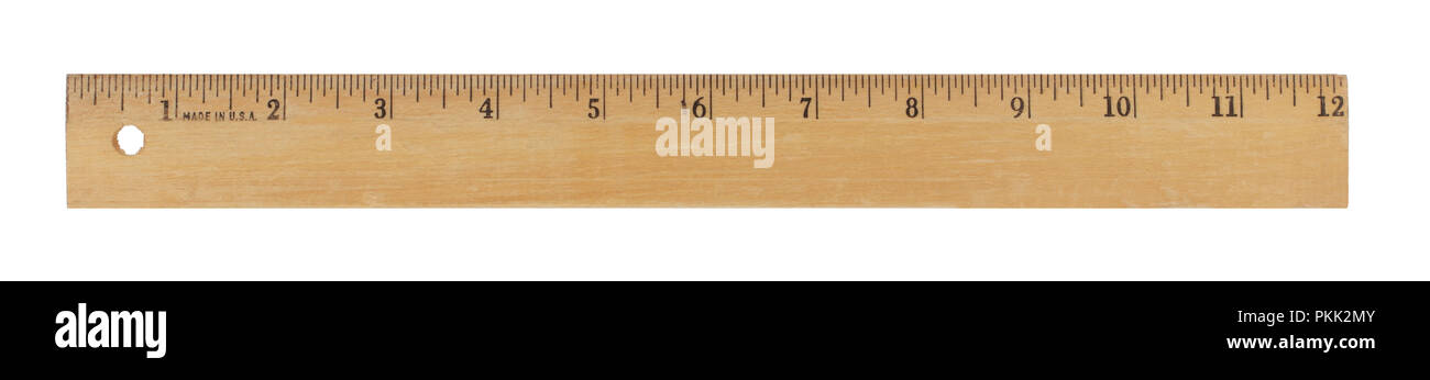 12 inch wood ruler isolated on a white background Stock Photo
