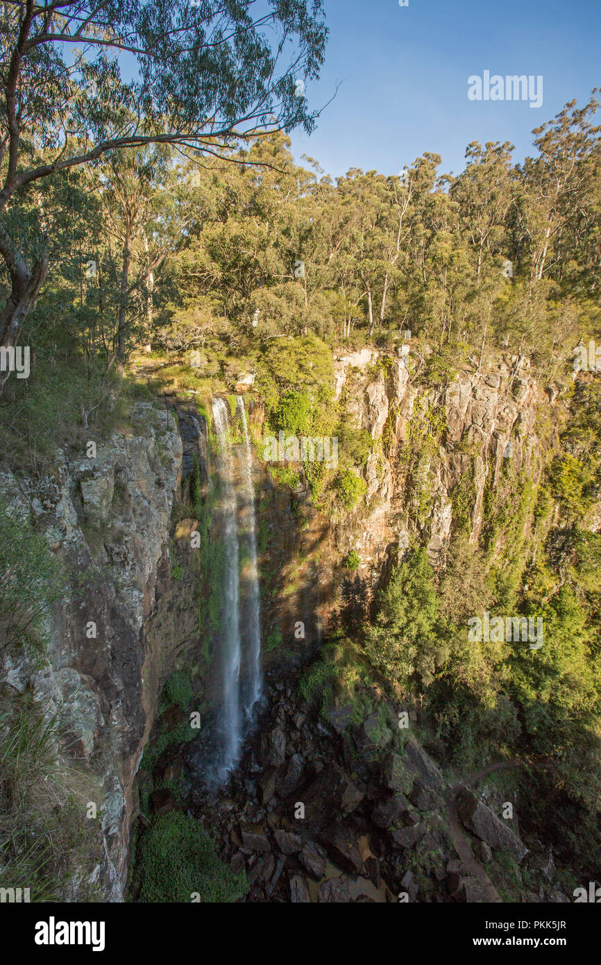 Queen Mary Falls, with water plummeting over high cliff at edge of dense forest  near Warwick, Queensland Australia Stock Photo