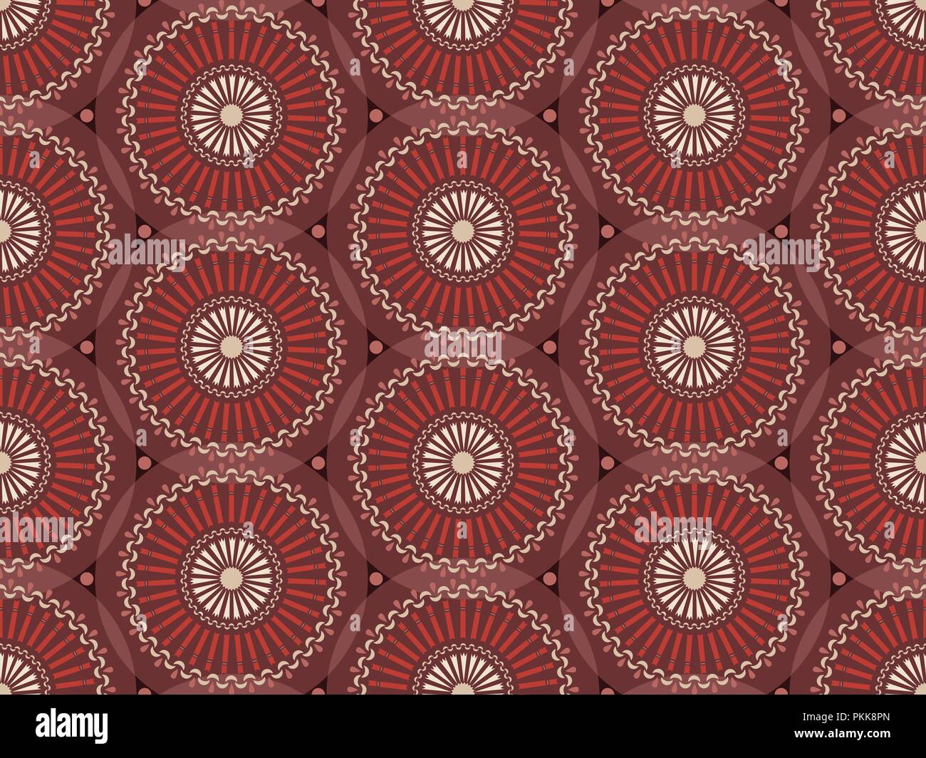 Seamless pattern with mandalas in the African style. Stock Vector