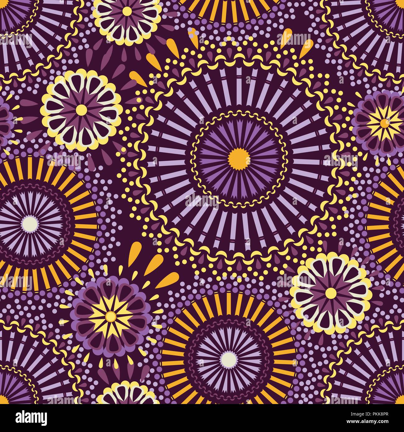 Seamless pattern with mandalas in the African style. Stock Vector