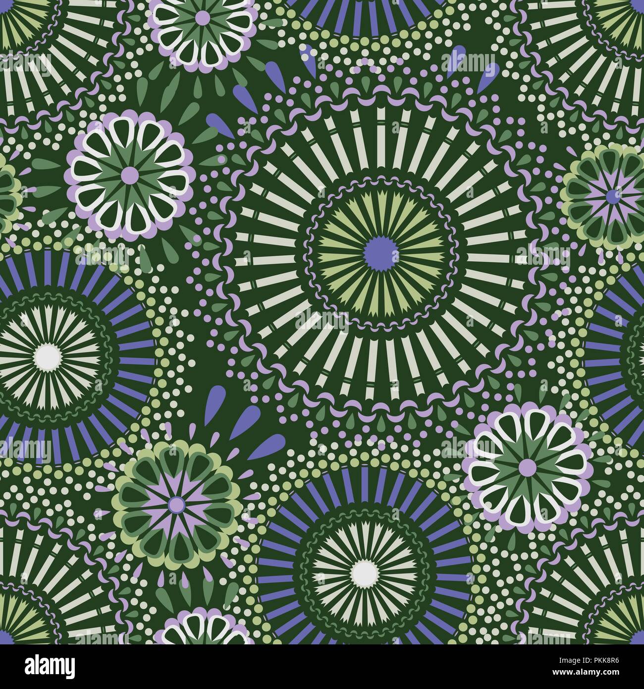 Seamless pattern with mandalas in the African style. Stock Vector