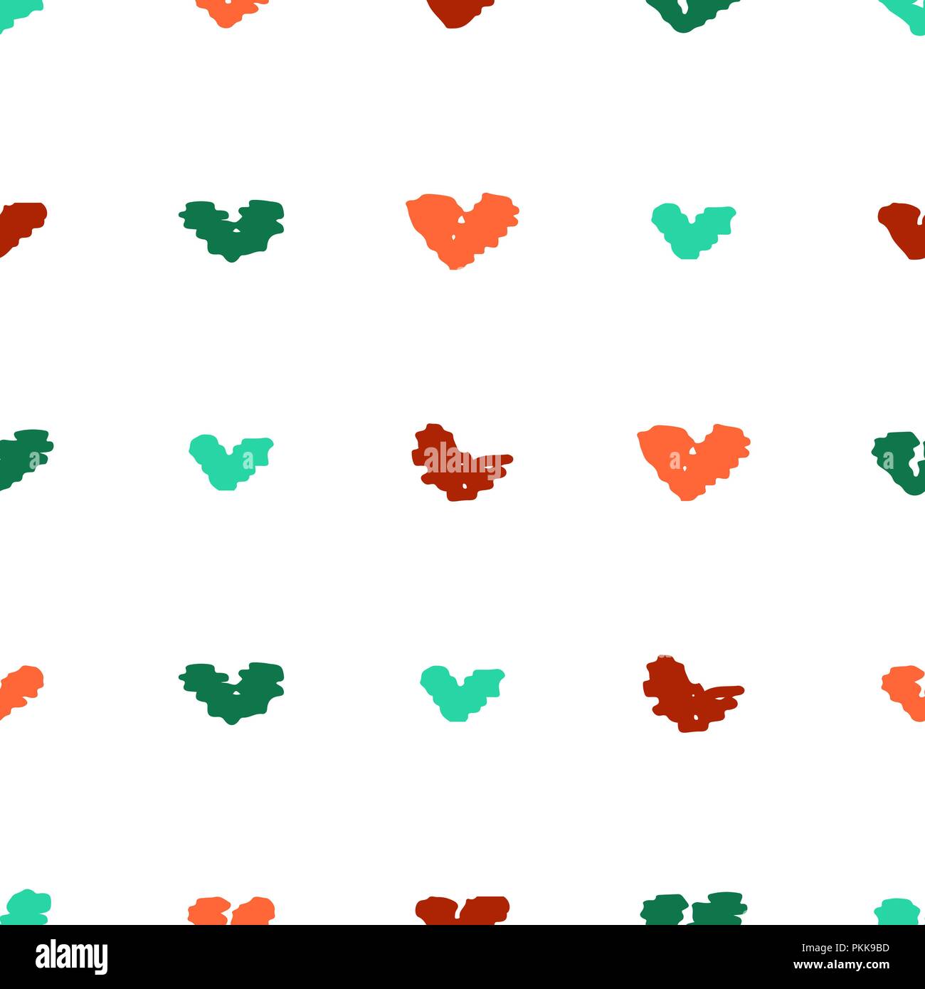 Cute seamless pattern with unusual bright hand-drawn hearts. Stock Vector
