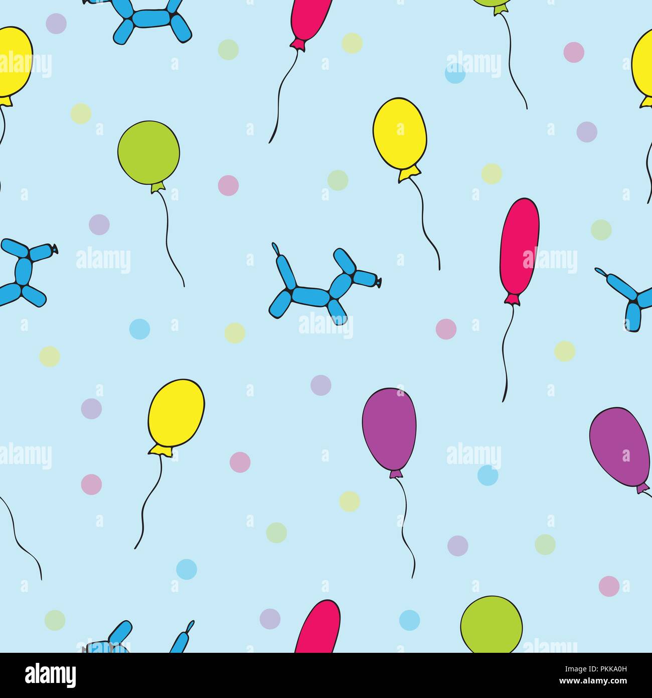 Seamless pattern with balloons on a blue background. Stock Vector