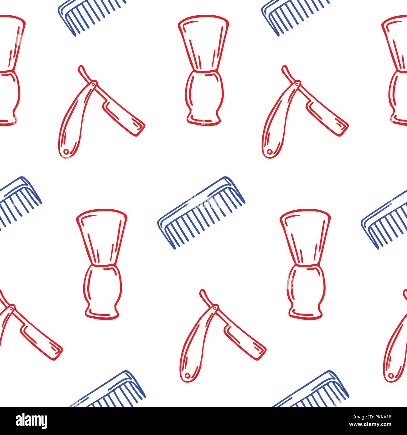 Hand-drawn illustration for Barbershop. Seamless pattern on the white ...