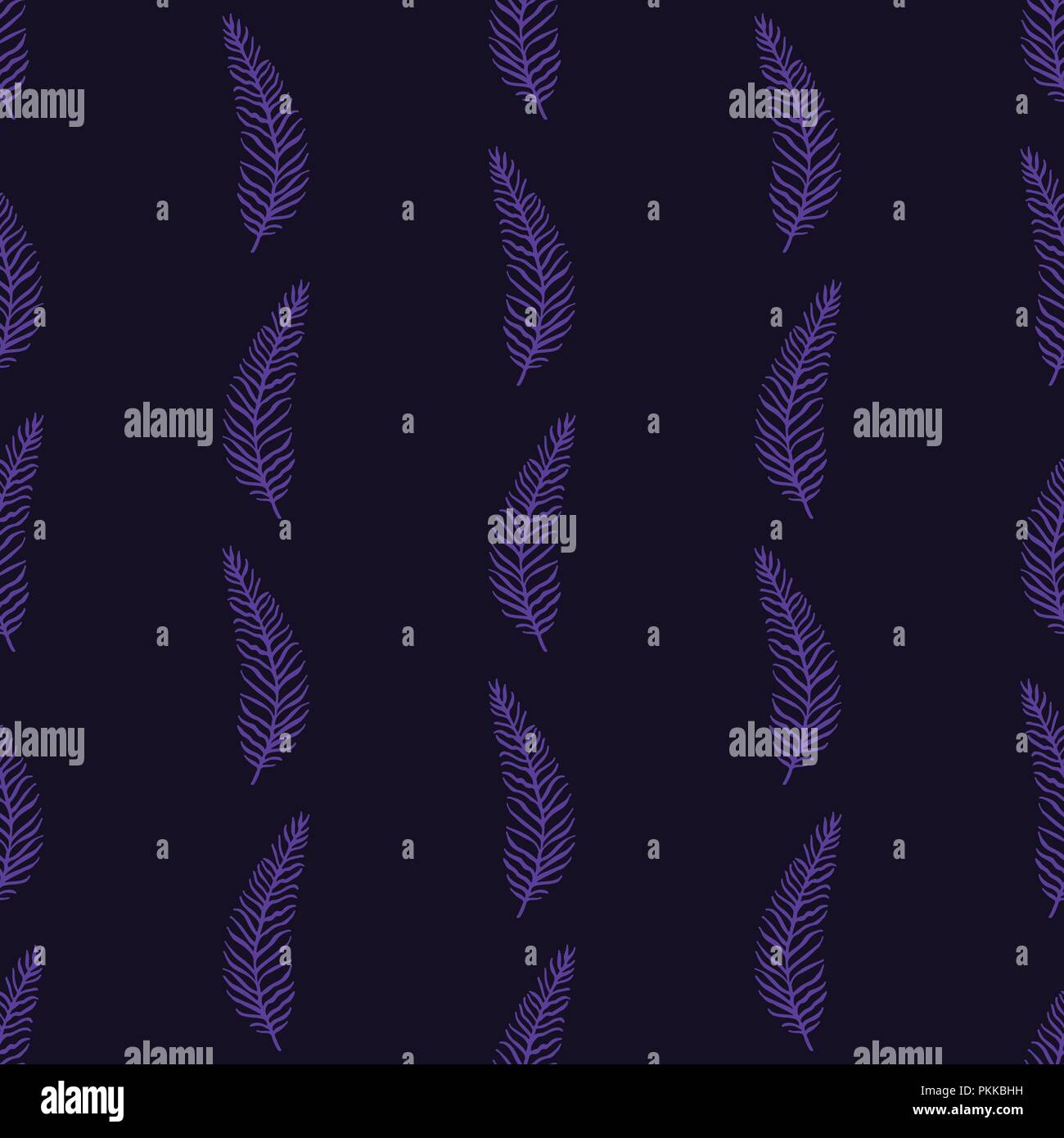 Gentle flower seamless pattern with violet fern. Stock Vector