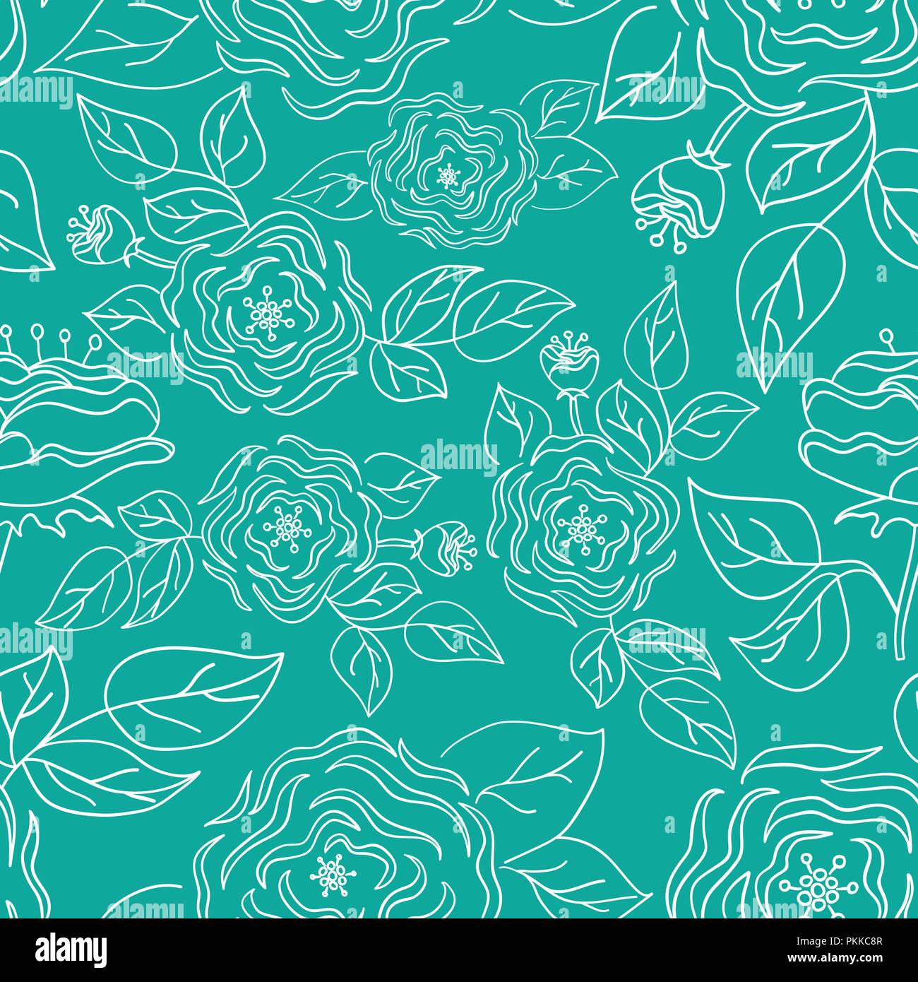 Seamless flower pattern. Handdrawn vector illustration Stock Vector