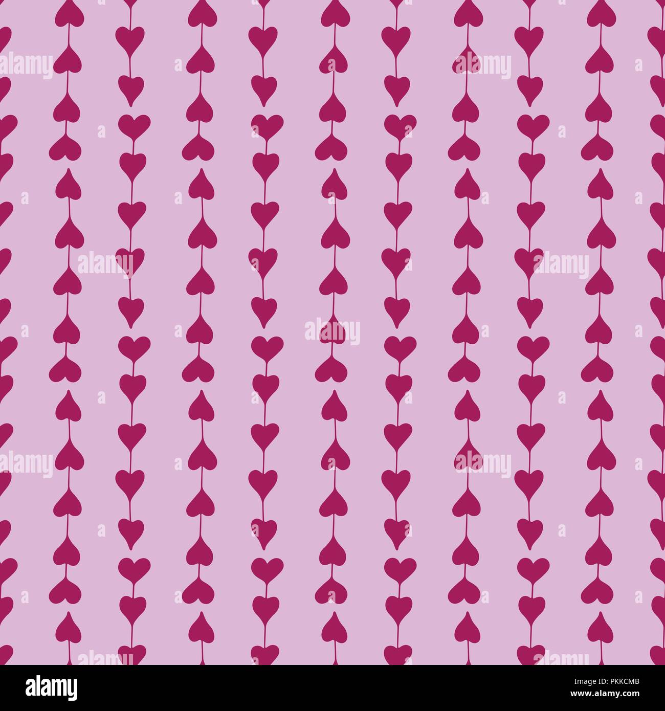 Gentle seamless pattern with hand-drawn lilac hearts. Stock Vector