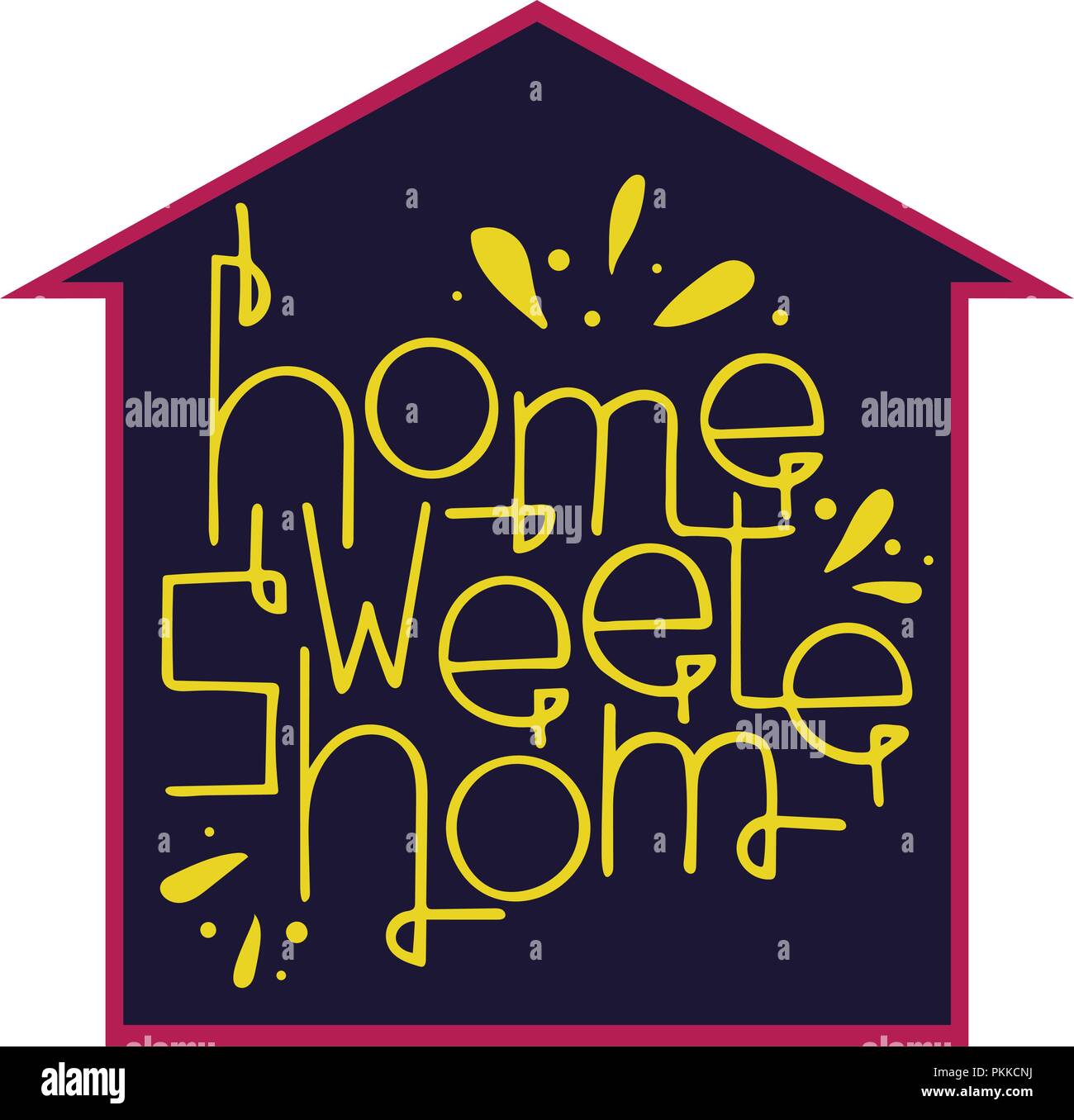 Hand-drawn vector lettering. Home sweet home. Stock Vector