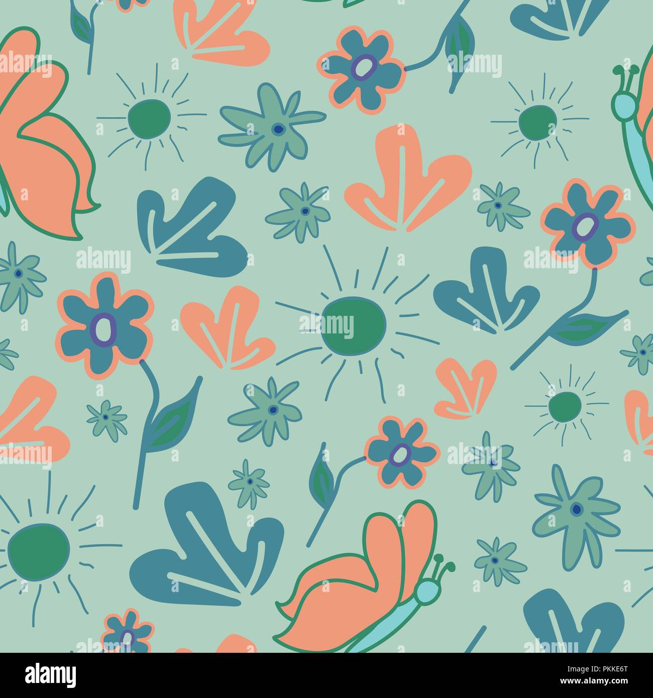 Butterfly and flower pattern Stock Vector Images - Alamy