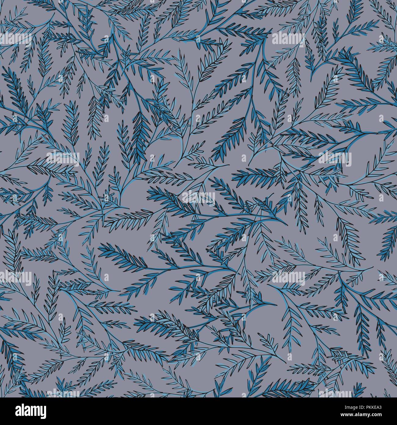 Gentle seamless pattern with hand-drawn herbs. Stock Vector