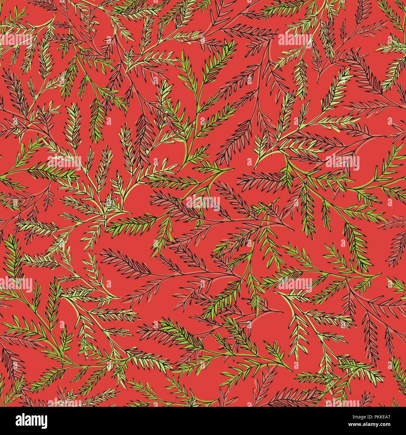 Gentle seamless pattern with hand-drawn herbs. Stock Vector
