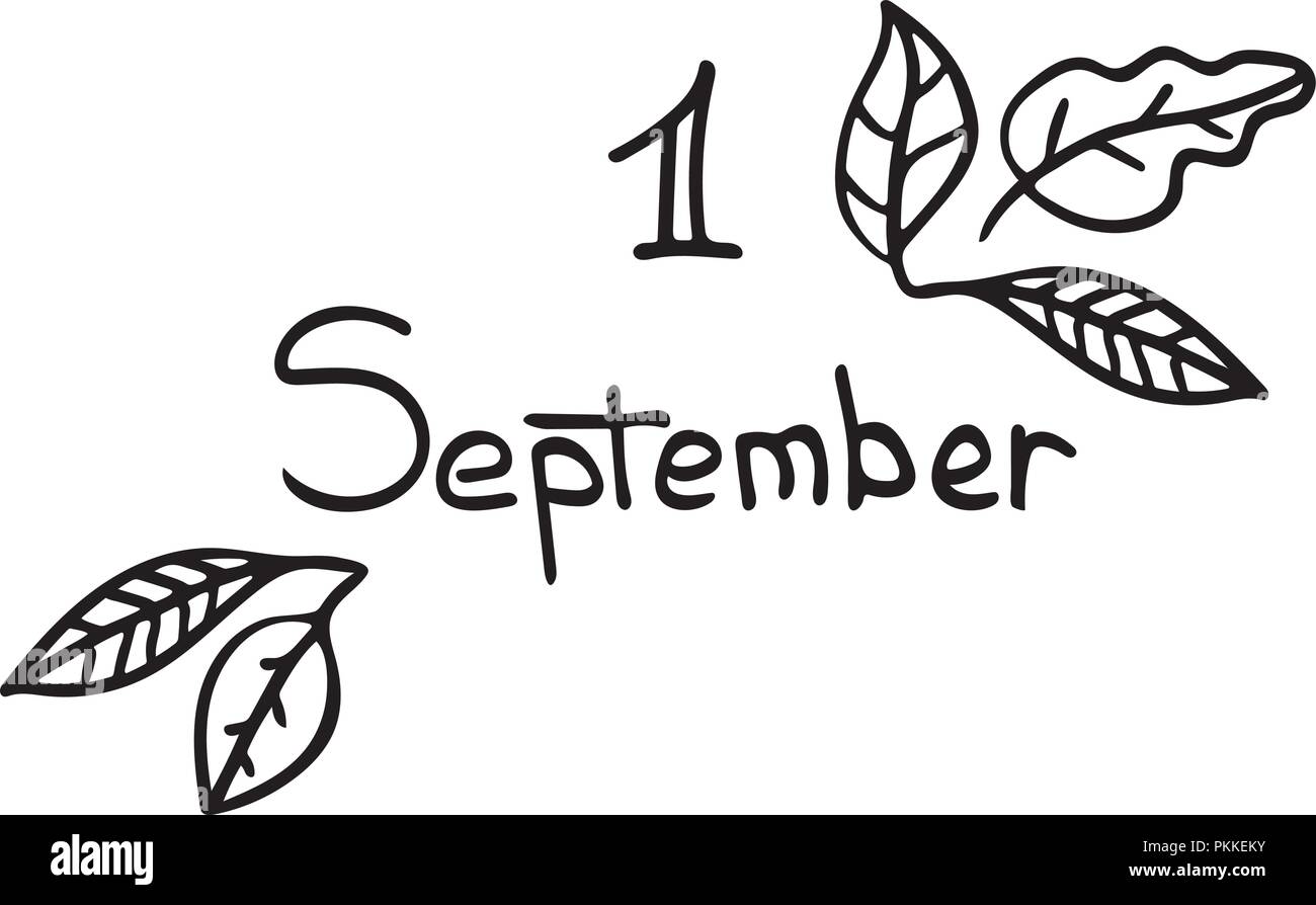 Hand-drawn cute lettering for 1 September. Back to school. Black-and