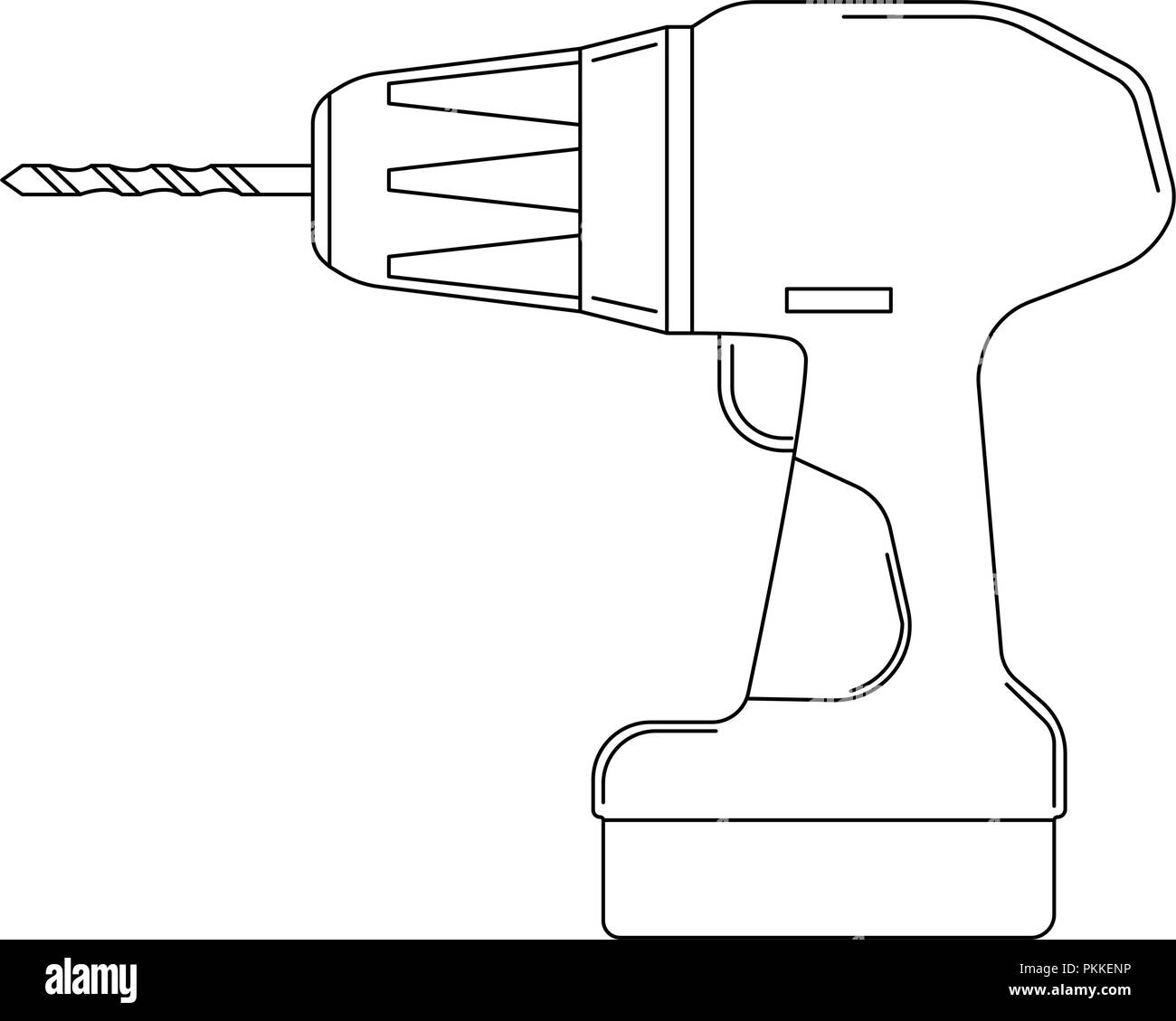 Monochrome vector illustration of the screwdriver for the construction ...