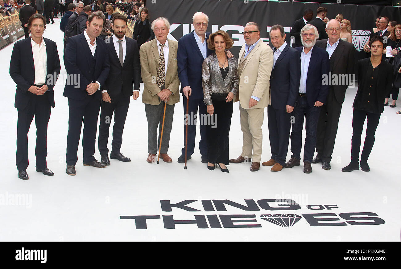 London, UK, Sep 12th 2018. James Marsh, Jim Broadbent, Michael Gambon, Sir Michael Caine, Francesca Annis, Ray Winstone, Tom Courtenay, Paul Whitehouse, Charlie Cox and Jamie Cullum attend the King of Thieves film premiere in London Stock Photo