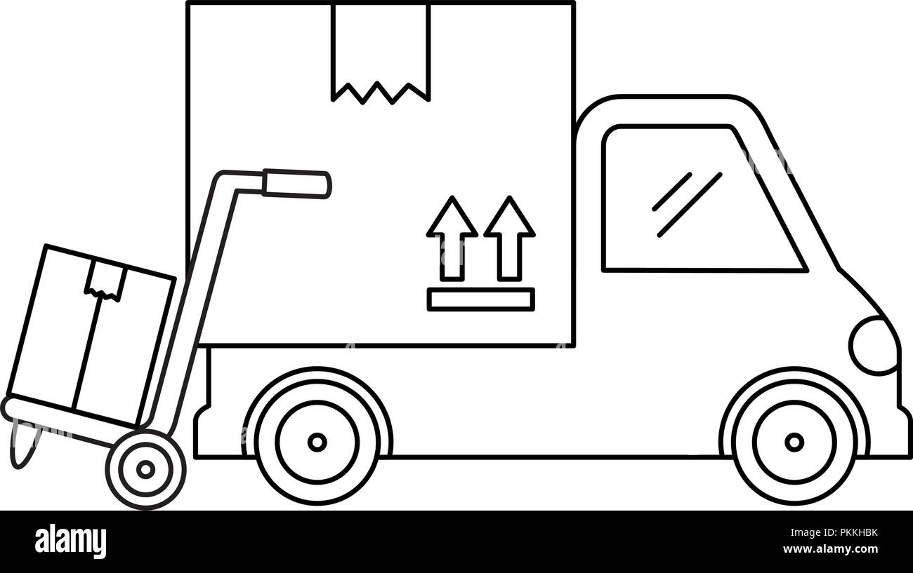 delivery service truck with cart Stock