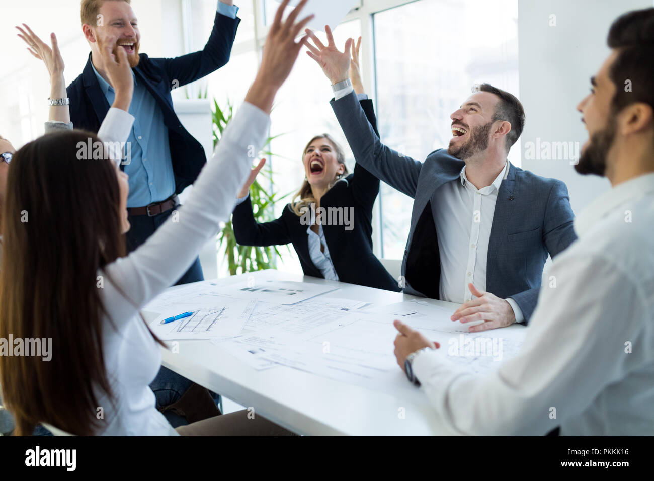 Business people working together on project and brainstorming in office Stock Photo