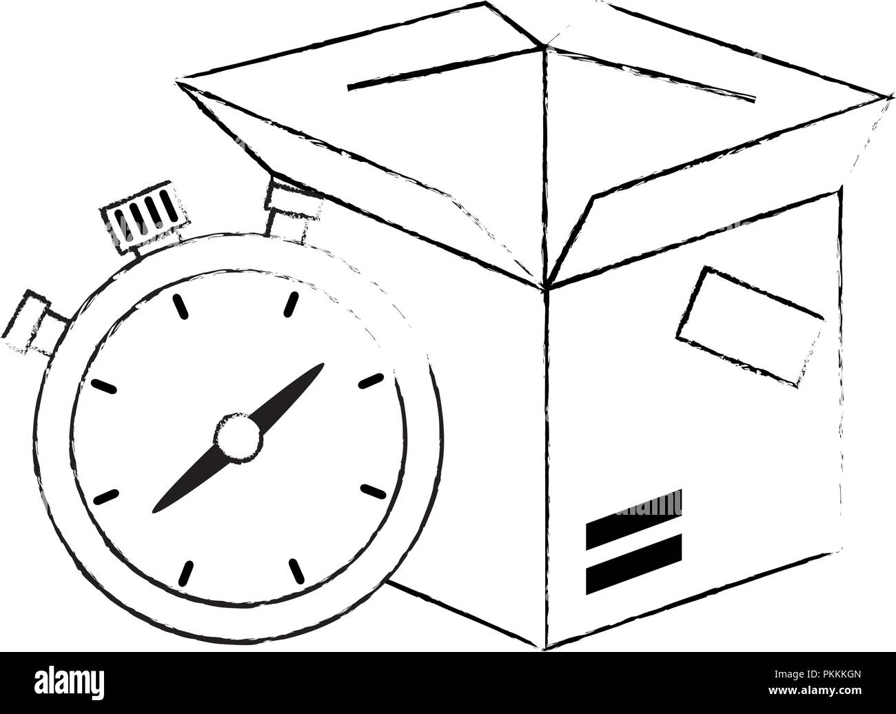 box carton with chronometer Stock Vector