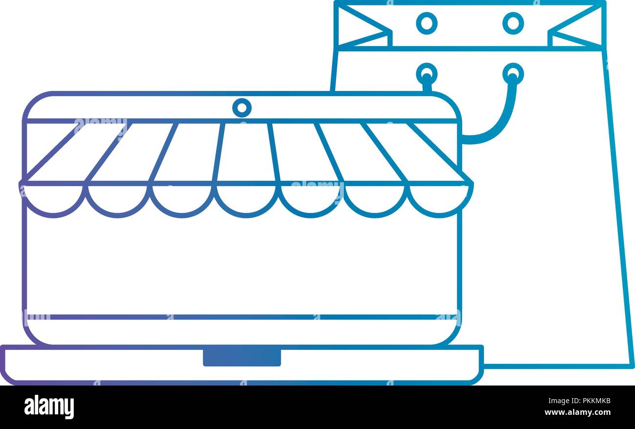 Laptop With Parasol And Shopping Bag Stock Vector Image Art Alamy
