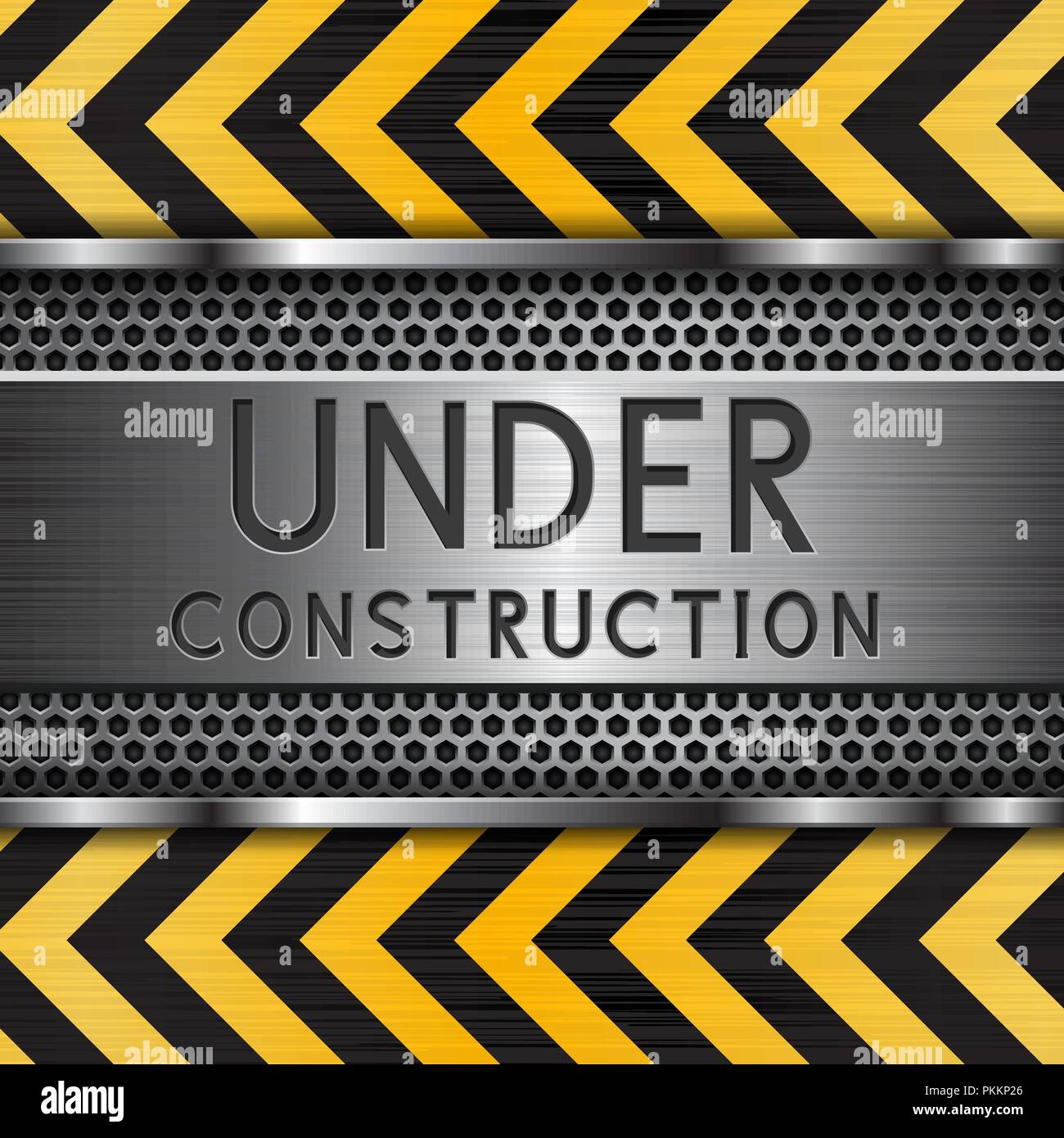 Under construction background. Metal texture with yellow elements Stock ...