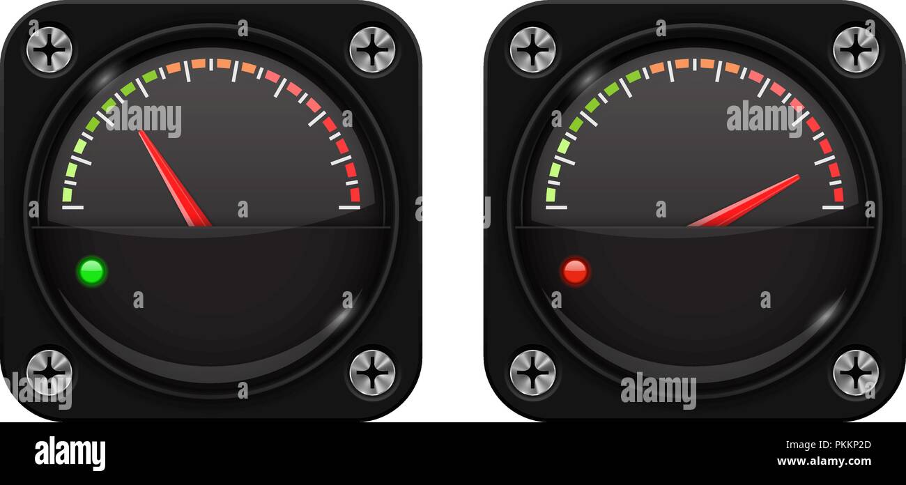 Measuring gauge. Black scale with screws. Low and high level indication