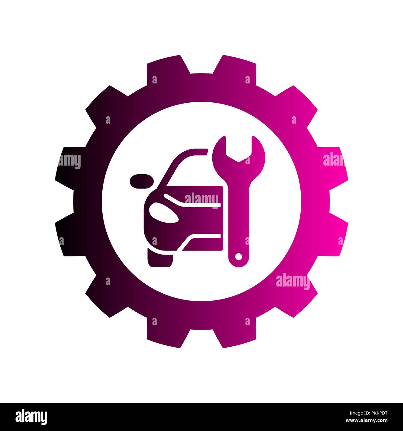 Repair Car logo, silhouette car, gear and wrench, sign emblem service
