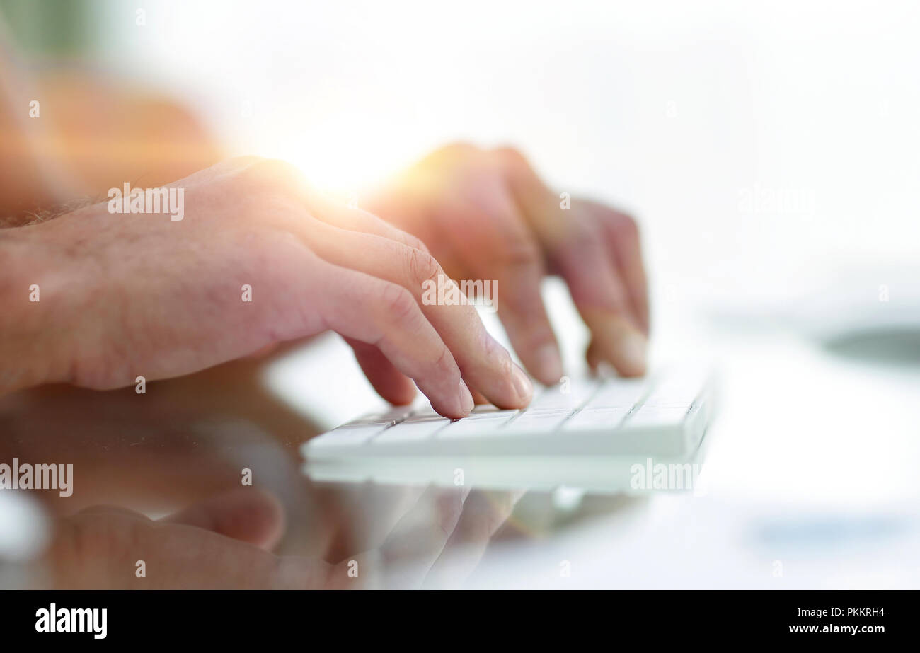 close-up of hand typing text on computer keyboard Stock Photo - Alamy