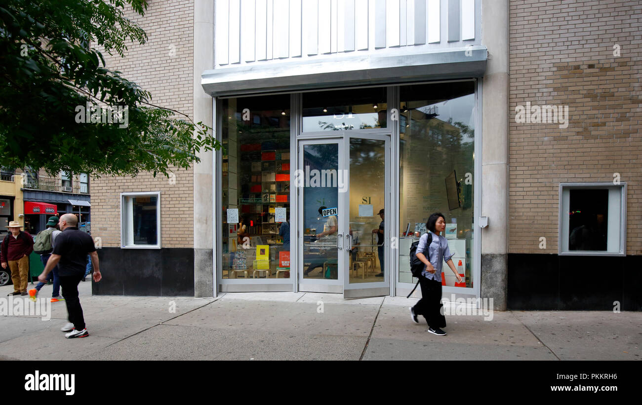 Printed Matter at Swiss Institute, 38 St Marks Pl, New York, NY. exterior storefront of an art gallery and bookstore in Manhattan's East Village Stock Photo