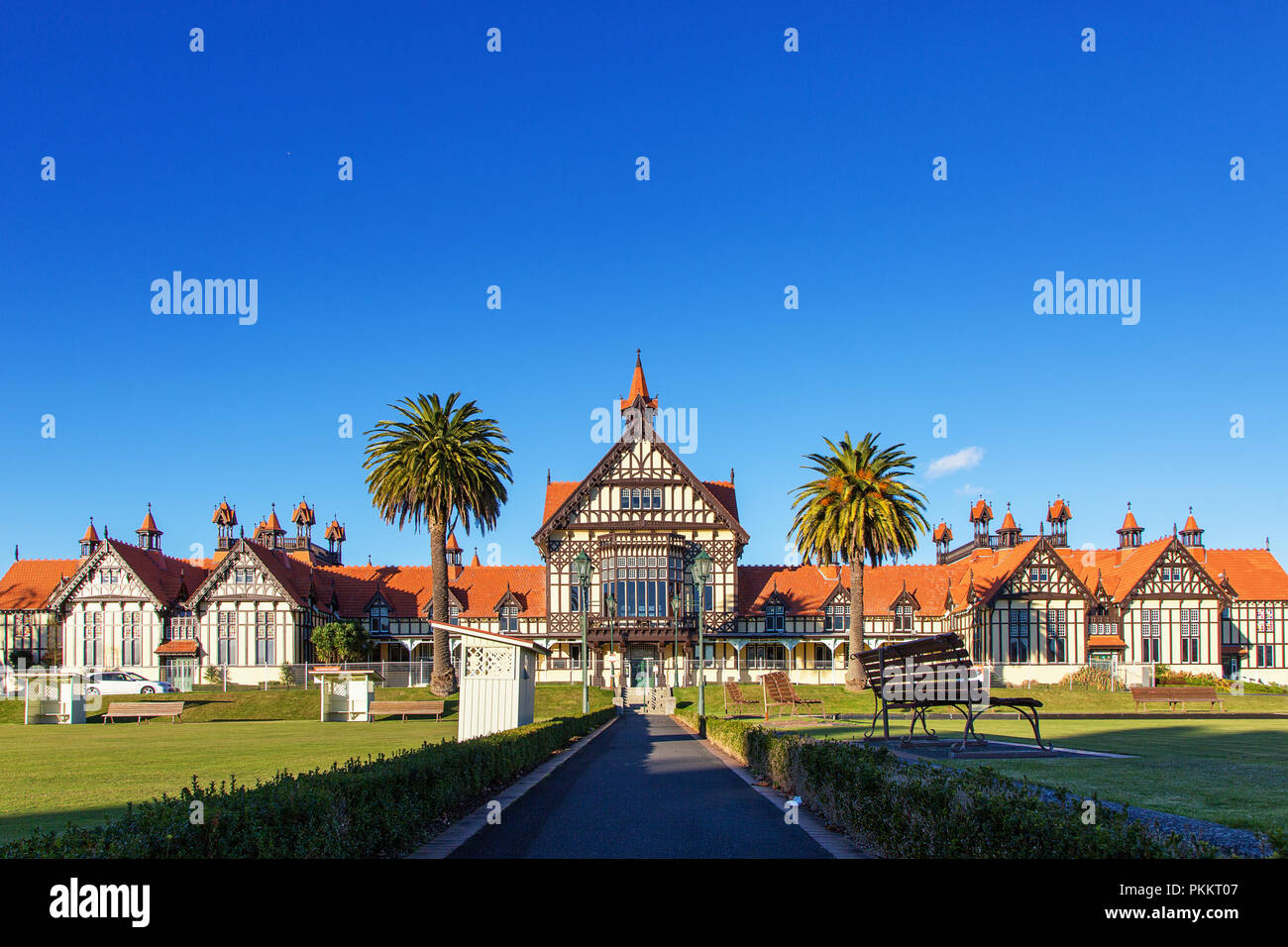 Rotorua Museum of Art and History located in the Government Gardens in Rotorua, New Zealand Bay of Plenty, North Island, NZ Stock Photo