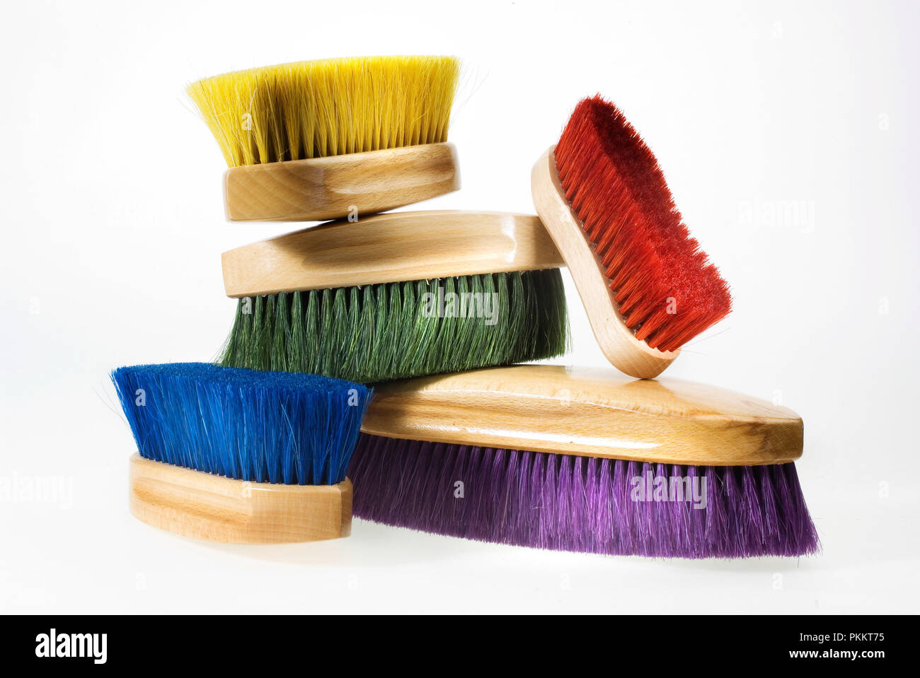 A selection of colored shoe brushes Stock Photo Alamy