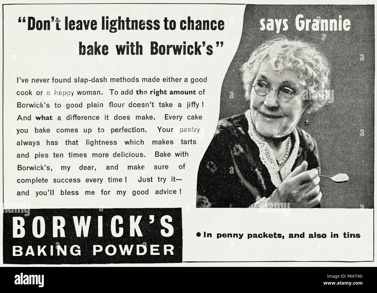1930s old vintage original advert advertising Borwick's baking powder in English magazine circa 1932 Stock Photo