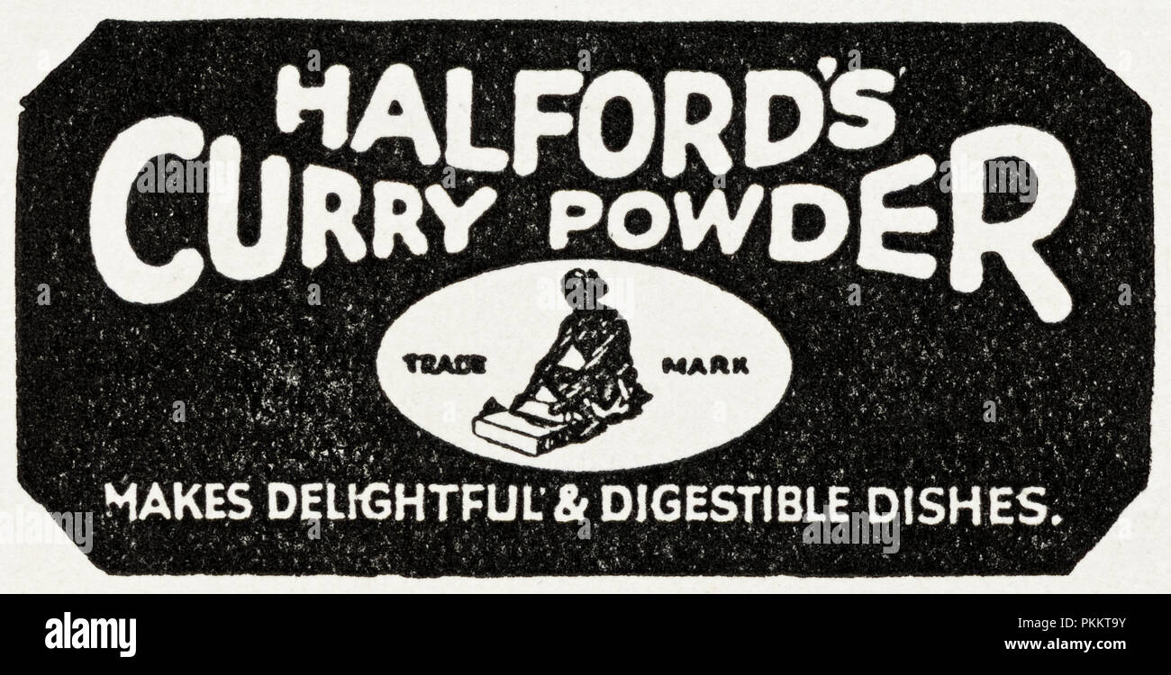 1930s old vintage original advert advertising Halford's curry powder in English magazine circa 1932 Stock Photo
