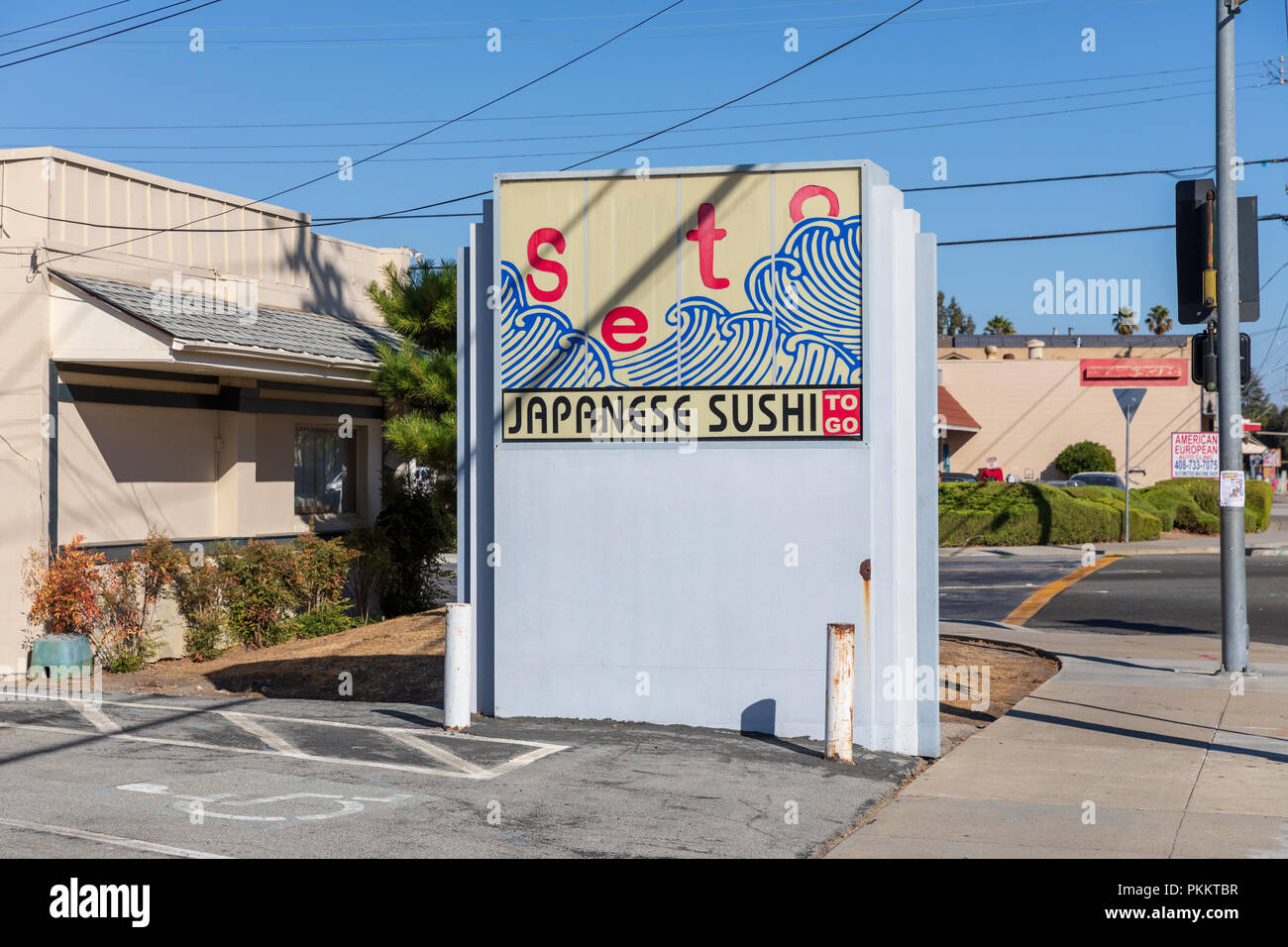 Seto – Japanese Sushi – To Go, sign; Sunnyvale, California, USA Stock Photo