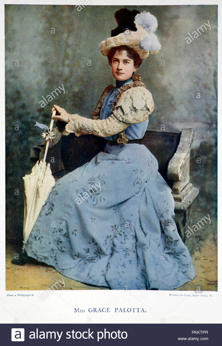 Grace Palotta portrait, 1870 - 1959, Austrian actress and singer, colour illustration from 1899. Stock Photo