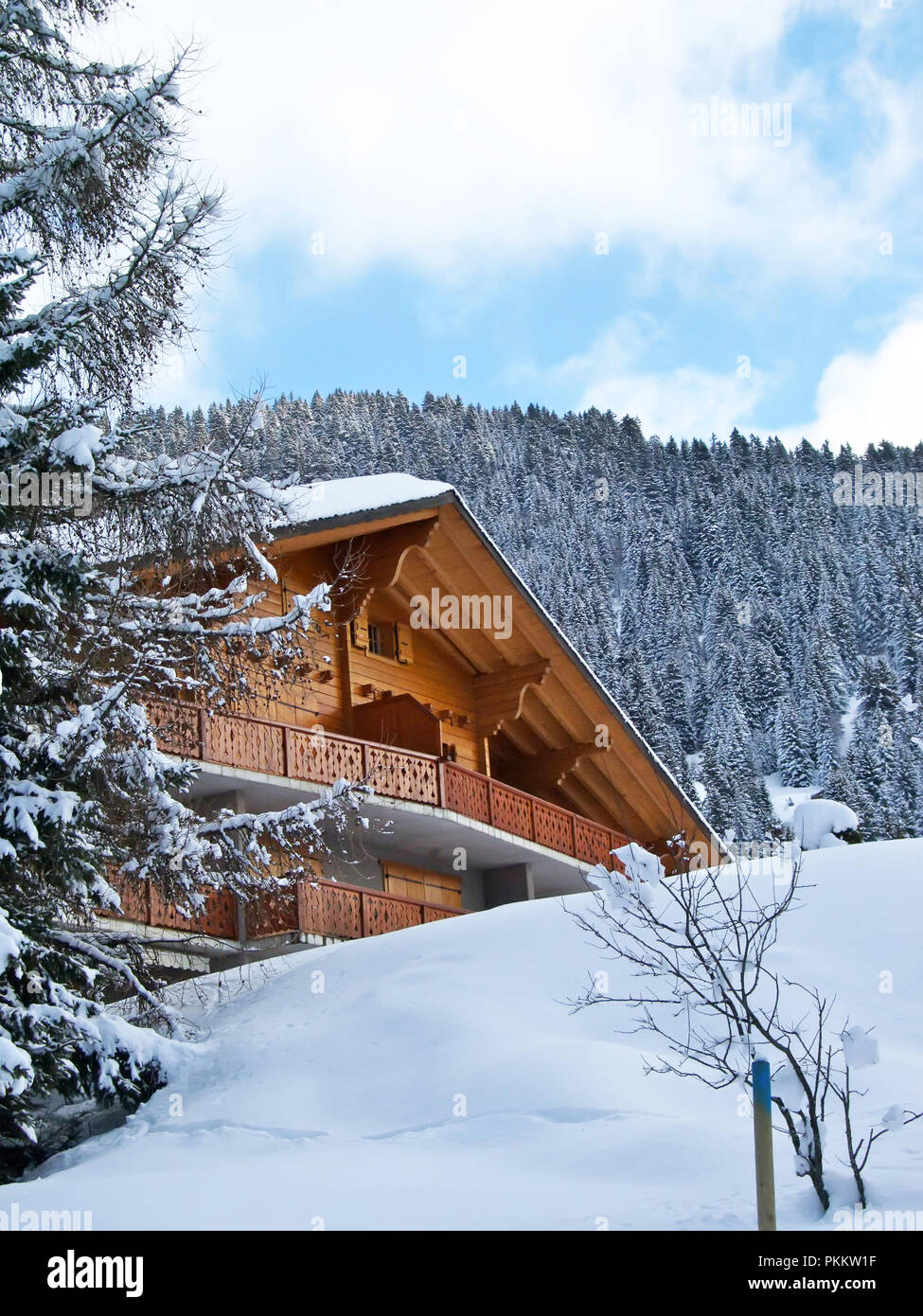 Wooden cottage in Swiss Alps Stock Photo Alamy